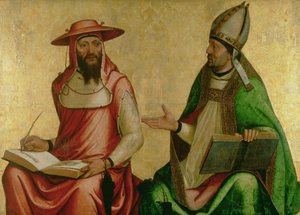 聖ジェロームと聖アンブローズ、1510年頃（盤面にテンペラと金） 作： Juan de Borgoña